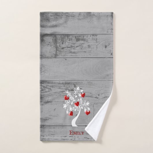 Roter Baum des Herzens Personalisiertes Badetuch S Badhandtuch Set (Handtuch)