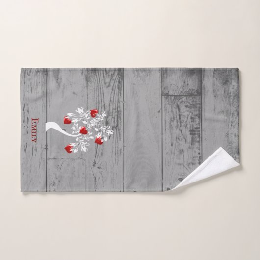 Roter Baum des Herzens Personalisiertes Badetuch S Badhandtuch Set (Handtuch)