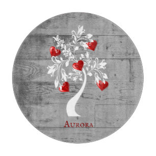 Roter Baum des Personalisierten Hearts Schneidebrett