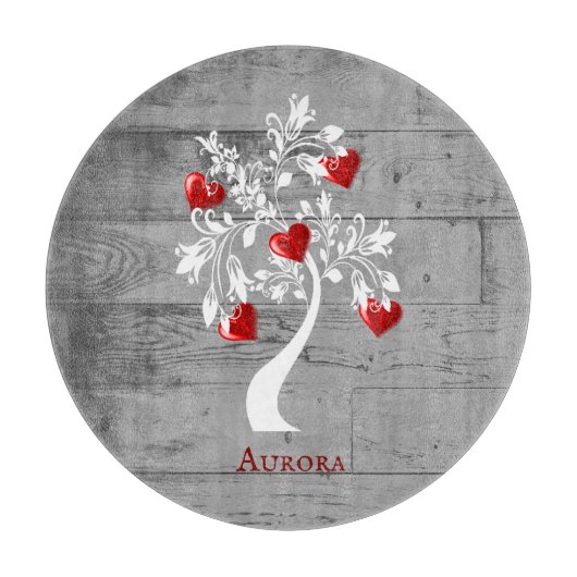 Roter Baum des Personalisierten Hearts Schneidebrett (Vorderseite)