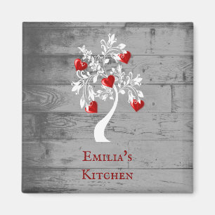 Roter Baum des Personalisierten Herzens Magnet