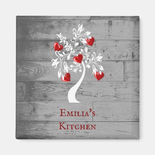 Roter Baum des Personalisierten Herzens Magnet (Vorne)