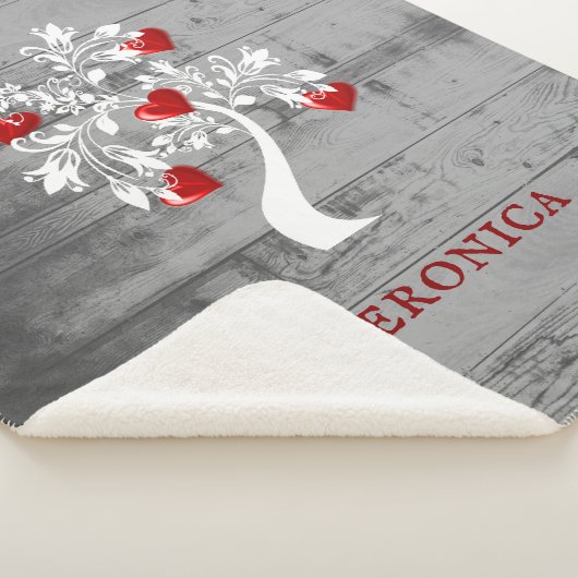 Roter Baum des Personalisierten Herzens Sherpa Bla Sherpadecke (3/4)