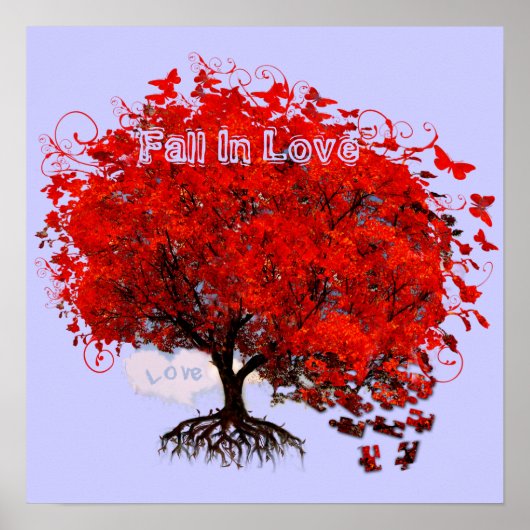 Roter Baum Fall in Liebe Wirbel Baum Poster (Vorne)