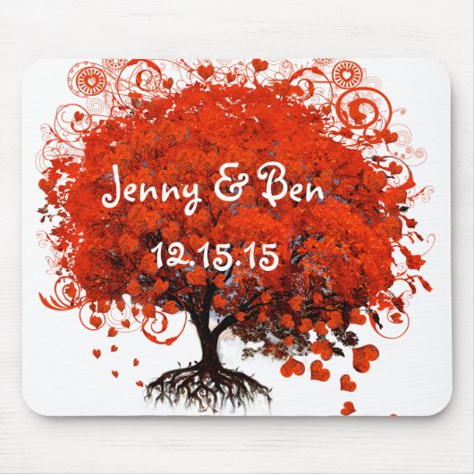 Roter Baum Hochzeitsmauspad Mousepad (Vorne)