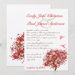Roter Baum Kolibri-Hochzeitseinladung Einladung