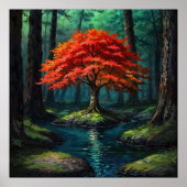 Roter Baum - lebendiger Stil der NaturIllustration Poster (Vorne)
