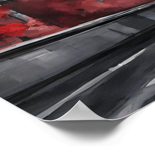 Roter Baum mit Big Ben Poster (Ecke)