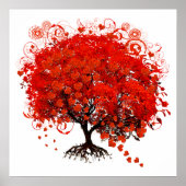 Roter Baum mit herzen Blätter Poster (Vorne)