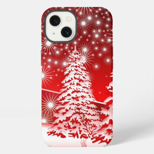 Roter Baum mit Schnee iPhone Hülle (Rückseite)