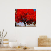 Roter Baum mit Wolken Poster (Küche)