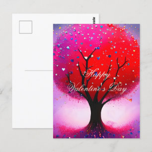Roter Baum und Herzen Valentinstag Postkarte