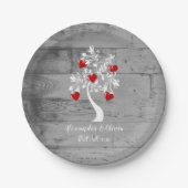 Roter Baum von Herz Hochzeitspapier Pappteller (Vorderseite)