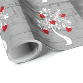 Roter Baum von Herz-Hochzeitszwickpapier Geschenkpapier (Rolleneckpunkt)