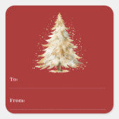 Roter Baumschnee bis Weihnachten Quadratischer Aufkleber (Vorderseite)