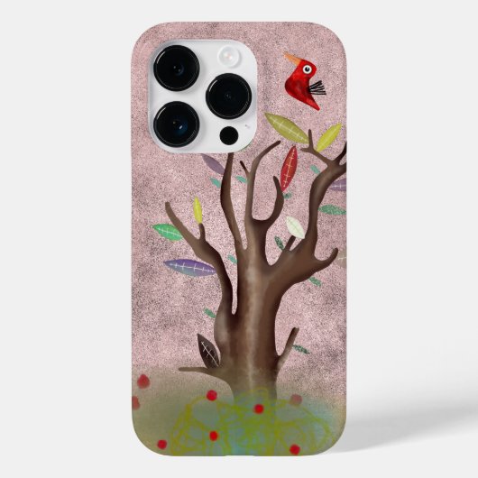 Roter Baumvogel, blassrosa gestrichen Case-Mate iPhone Hülle (Rückseite)
