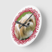 Roter Beerenkranz - Sonderrahmen für Fotos Runde Wanduhr (Winkel)