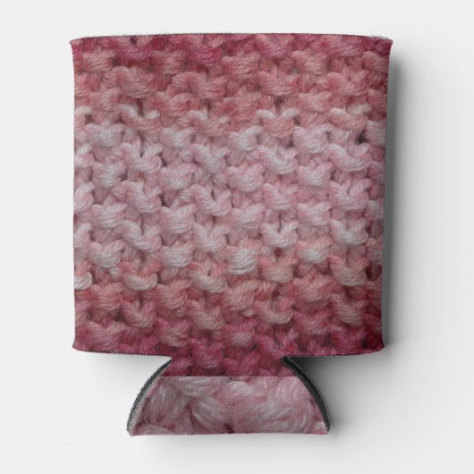 Roter Beige Strick Stoff, texturiert. Dosenkühler (Vorderseite)