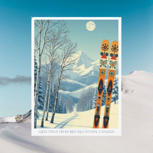 Roter Berg Kanada Skiurlaub Postkarte