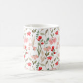 Roter Berry Rosa Wasserfarben Blumenmuster Kaffeetasse (Mittel)