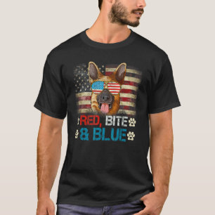 Roter Biss Blauer Deutscher Schäferhund Amerikanis T-Shirt