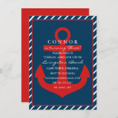 Roter & Blauer Anker Einladung zum Geburtstag (Vorne/Hinten)