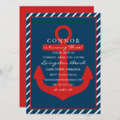 Roter & Blauer Anker Einladung zum Geburtstag (Vorne/Hinten)