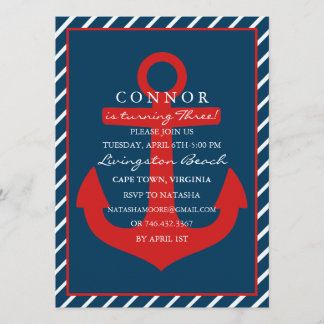 Roter & Blauer Anker Einladung zum Geburtstag