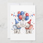 Roter blauer Elefant 1. Geburtstag Einladung (Rückseite)