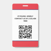 Roter blauer Foto- & Logopress-ID-QR-Code Ausweis (Rückseite)