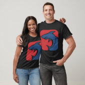 roter blauer Hai T-Shirt (Unisex)