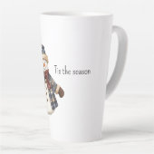 Roter blauer karierter Weihnachts-Schneemann Milchtasse (Rechte Ecke)