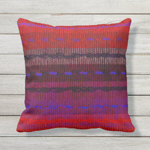 Roter blauer lila gesponnener Blick Stripes Kissen Für Draußen