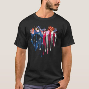 Roter blauer Pitbull Herz USA-Flagge Hübsch 4. Jul T-Shirt