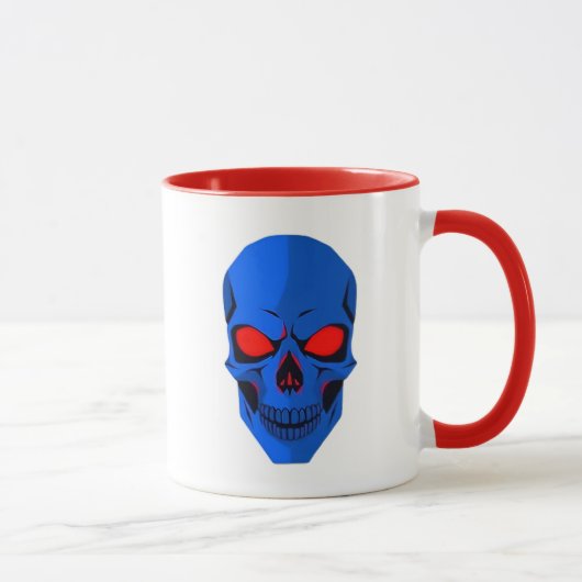 Roter blauer Schädel. Tasse (Rechts)