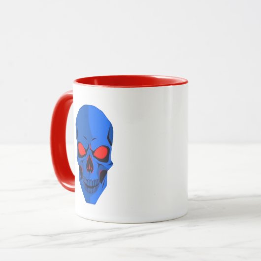 Roter blauer Schädel. Tasse (Vorderseite Links)