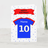 roter blauer T - Shirt des 10. Geburtstages Karte (Vorderseite)
