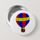Roter blauer und gelber Heißluftballon Button (Vorne & Hinten)