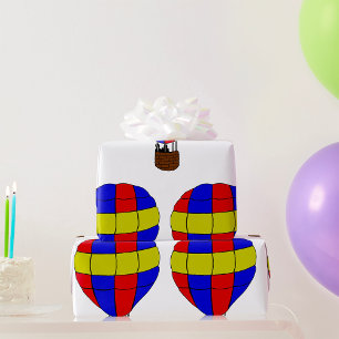 Roter blauer und gelber Heißluftballon Geschenkpapier