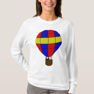 Roter blauer und gelber Heißluftballon T-Shirt