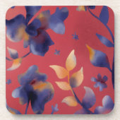 Roter, Blauer und Gold Untersetzer mit Blumenmotiv (Vorderseite)
