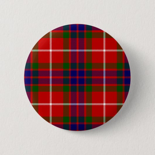 Roter blauer und grüner Clan Fraser Tartan Button (Vorderseite)
