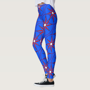 Roter Blauer Weiblicher Stern  Leggings