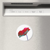 Roter Blaumohn auf Weiß Magnet (In Situ (Geschirrspüler))
