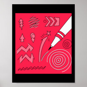 Roter Bleistift Farbiger Ausdrucksvoller Digitaler Poster