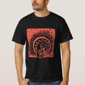 Roter Blockstempel-Druck T-Shirt