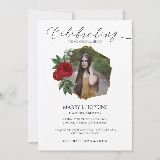 Roter Blossom Foto Feier zum Leben Einladung (Vorderseite)