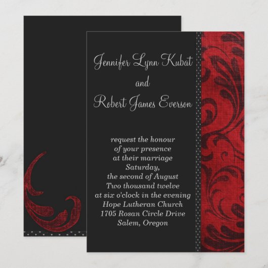 Roter Blüh Einladung (Vorne/Hinten)