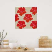 Roter Blumen-Druck Poster (Küche)