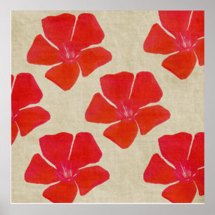 Roter Blumen-Druck Poster